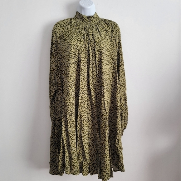 H&M khaki green leopard short draped dress Sz 6 - Picture 5 of 6